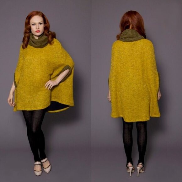 Beata Dirycz Loose Cape Sweater in Mustard - S - Picture 1 of 7